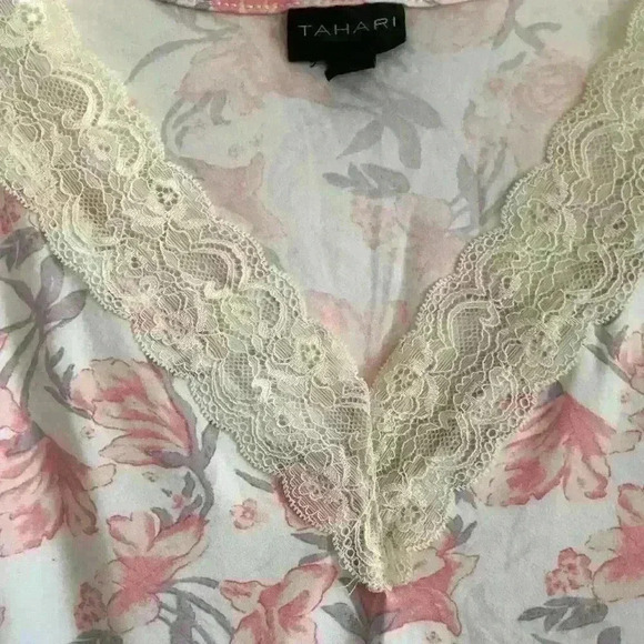 TAHARI FLORAL LACE PINK TAKTOP - Picture 3 of 3